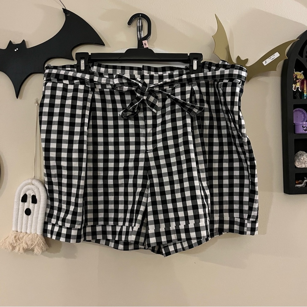 a new day Black and White Gingham Paper Bag Shorts